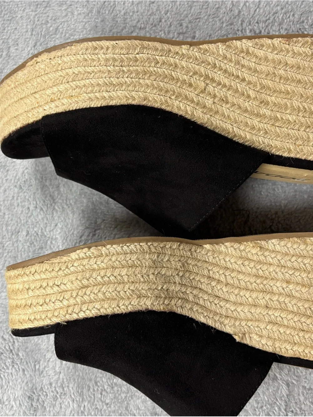 Soda Black Espadrille Platform Slide Sandals